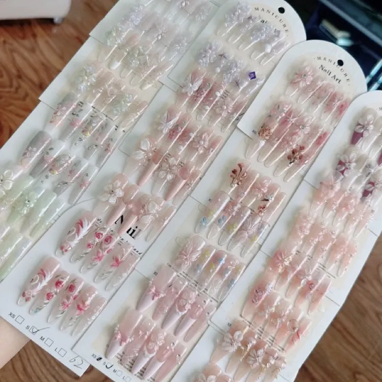 YNM纯手工水彩重工穿戴甲默认微瑕