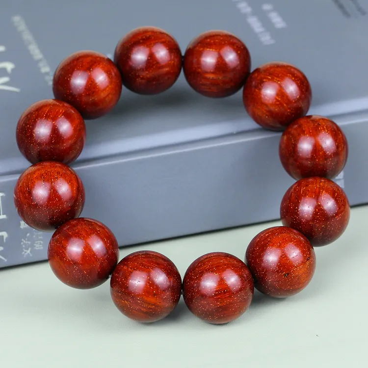 原汁原味印度小叶紫檀2.0*12颗鸡血红鳞底满爆细金星老料手串