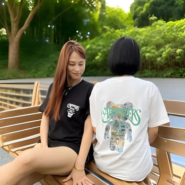 网红纯棉休闲宽松个性印花韩版男女厚实圆领T恤ins圆领夏季潮流