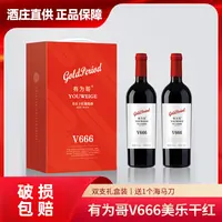 【专属】V666美乐干红葡萄酒13°750ML*2瓶 单宁细腻 柔顺丝滑