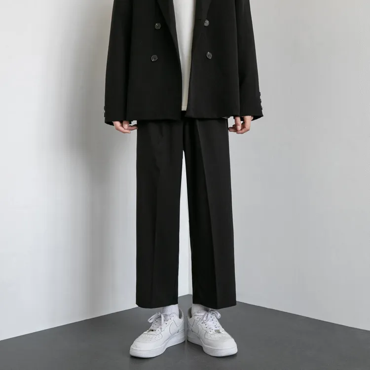 稻草人大码冰丝休闲西裤男士百搭时尚修身夏季薄款透气冰感直筒裤