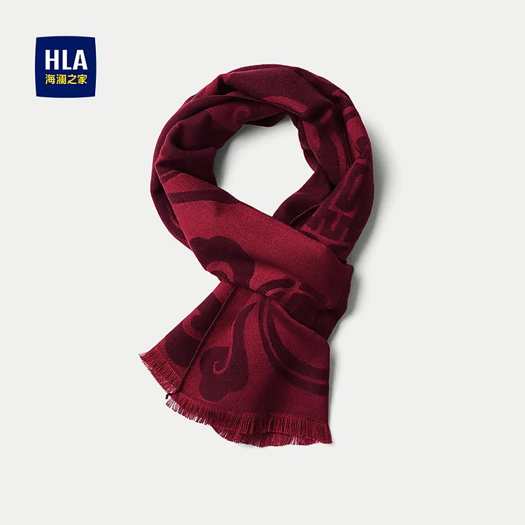 【时尚双面】HLA海澜之家围巾男25新保暖情侣款厚实围巾男女