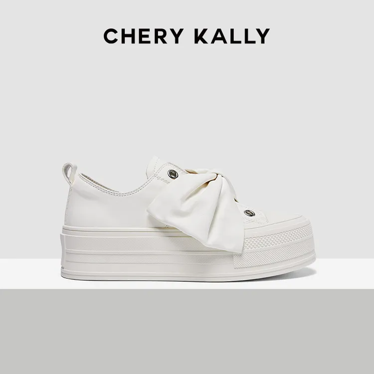 代露娃同款cherykally旅游鞋女款蝴蝶结鞋子ins百搭魔术贴厚底鞋