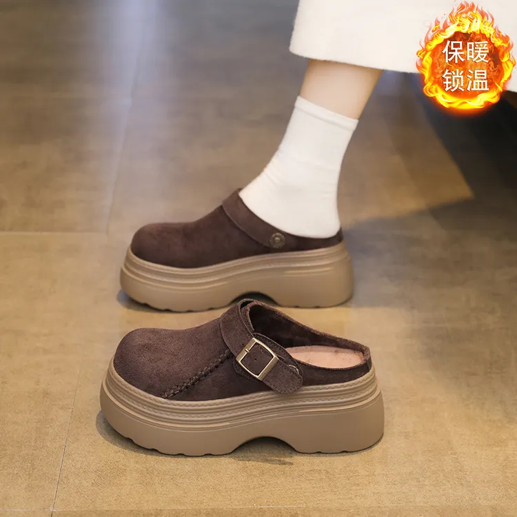 包头半拖鞋女2025年秋季新款厚底增高复古勃肯鞋休闲一脚蹬懒人鞋