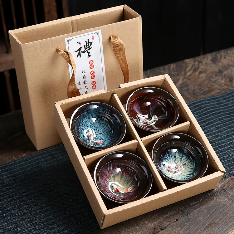 窑变陶瓷主人杯套装品茗杯小茶杯单杯茶盏茶具茶碗随手礼礼盒装