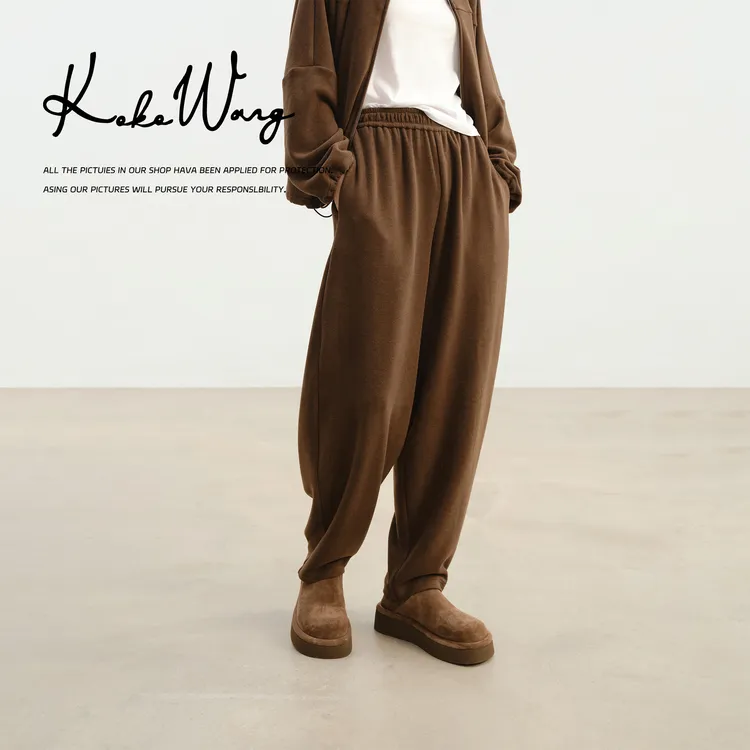 KOKO WANG秋冬桑蚕丝羊毛混纺时尚显瘦休闲裤N2445H29H41
