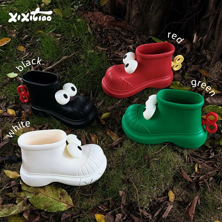 细细条 女可爱四季通用水鞋防水防滑夏呆萌大眼睛雨鞋少女心雨靴