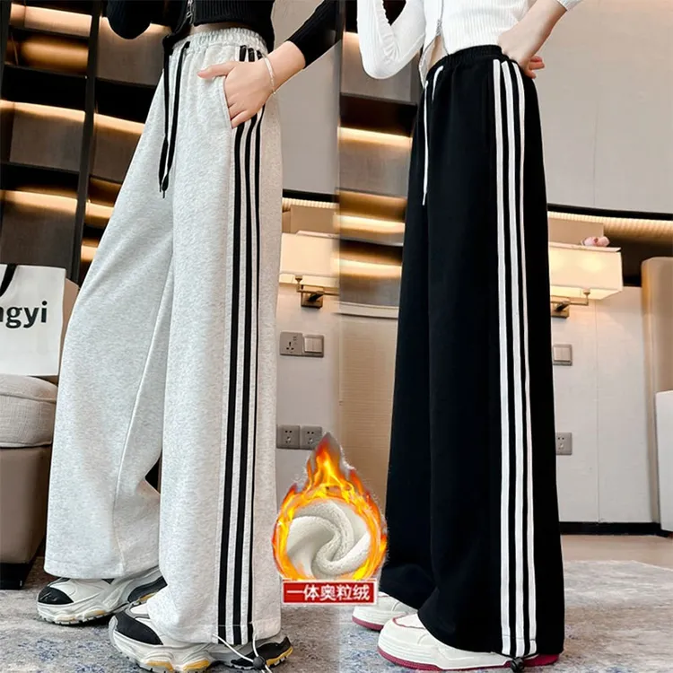 女童裤子秋冬女孩阔腿休闲裤外穿2025春季女大童宽松直筒运动卫裤