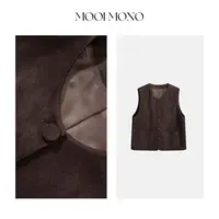 MOOI MONO"落日游牧"显瘦气质时尚百搭高级包扣麂皮绒马夹D106H53
