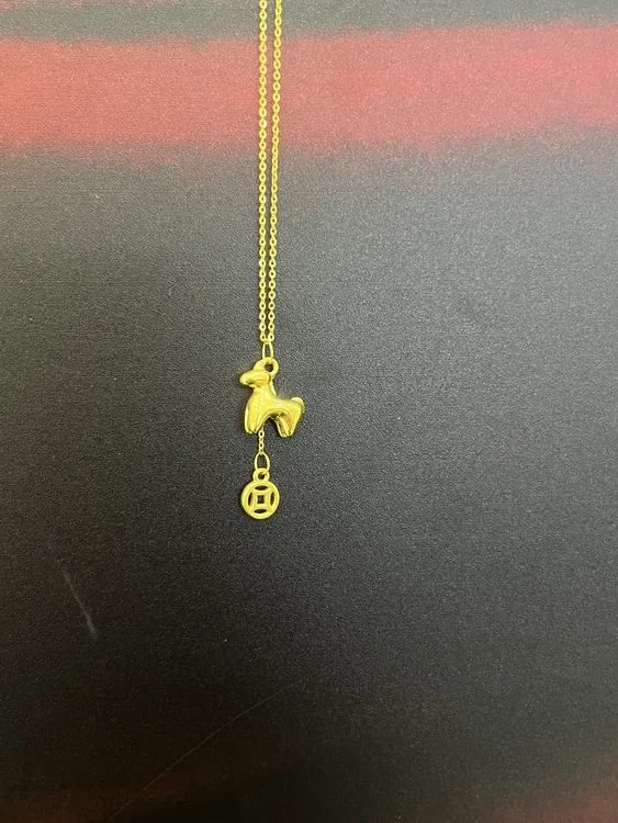 足金【小金马】马上有钱提溜黄金吊坠精致时尚轻奢坠子