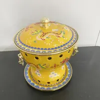  珐琅彩绘铜火锅纯紫铜碳火锅炉老北京涮羊肉铜锅P1