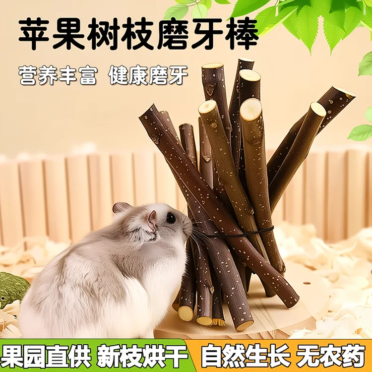 金丝熊小仓鼠磨牙棒可食用啃咬玩具解闷自嗨耐咬小零食粮食苹果枝