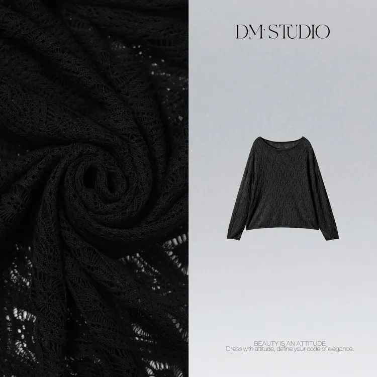 DEDM•STUDIO/气质减龄精致小众透气菱形镂空针织小衫2506ZZS/6518