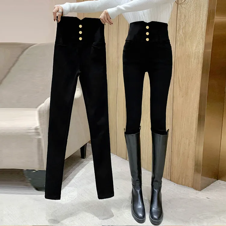 高腰打底裤女外穿2025新款春秋黑色铅笔裤紧身靴裤弹力小脚小黑裤