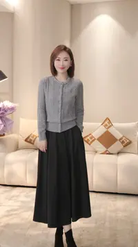 【双姐】秋冬羊毛开衫麻花长袖外套针织衫重工镶钻领口上衣女JH1091