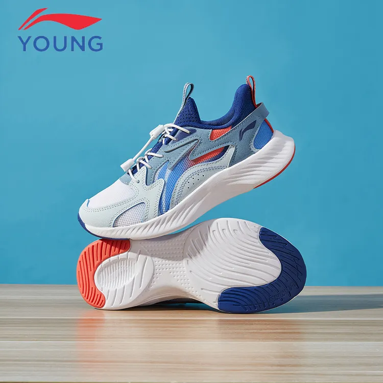 李宁儿童休闲鞋2025春秋款羚越网面透气中大童跑步鞋男女童运动鞋