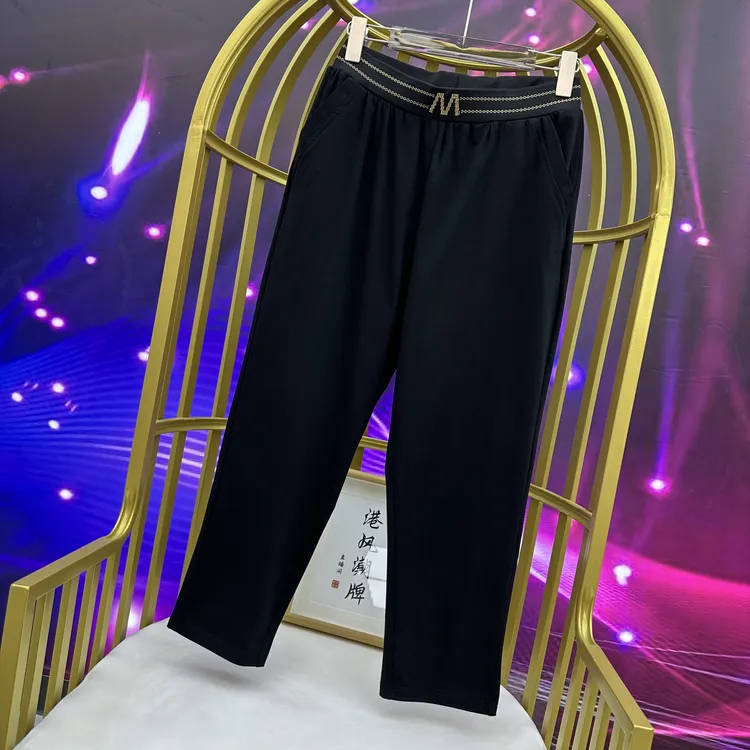 大码女装2025夏款弹力黑色小黑裤九分裤917