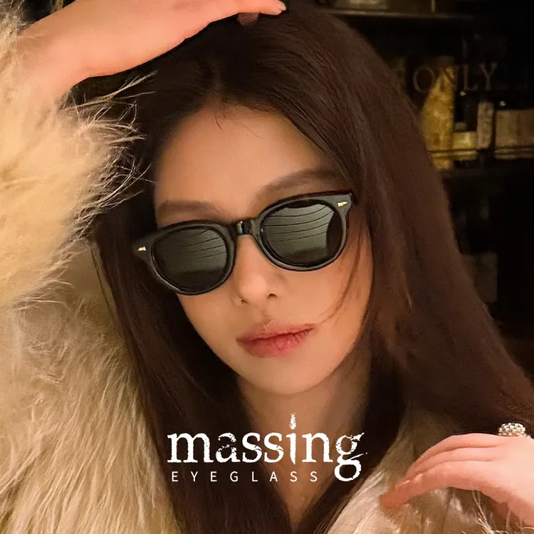 massing书呆子粗框墨镜素颜神器玳瑁框太阳镜防紫外线防晒A&M-022