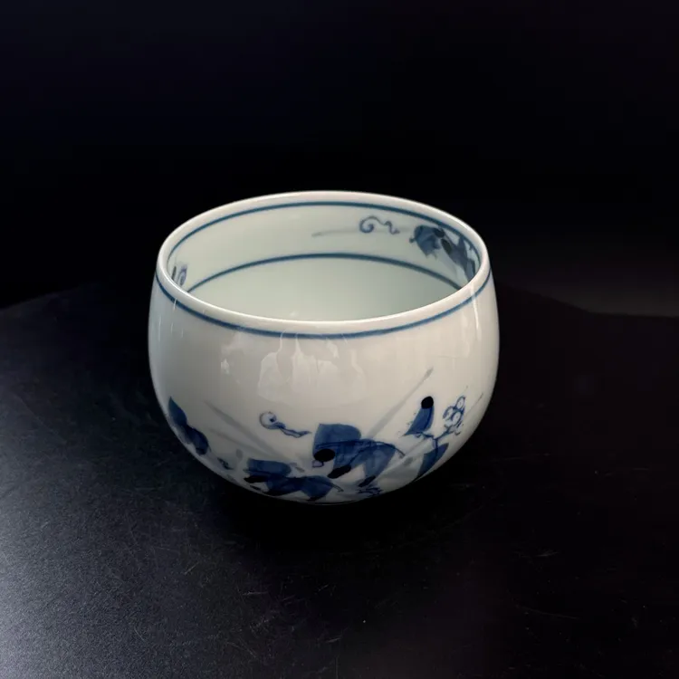 日本，青花手绘口杯，茶杯，主人杯7.3*6