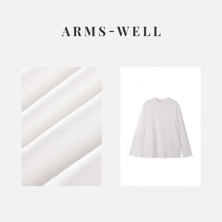 ARMS WELL王囡囡 杏色圆领宽松长袖T恤 S51