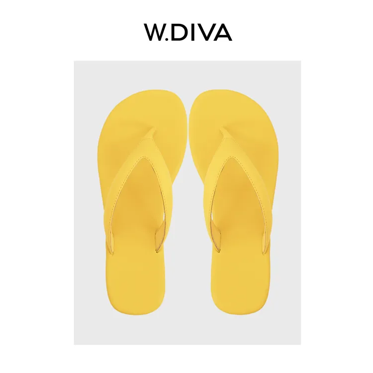W.Diva【清凉一夏】羊皮+牛皮舒适海边休闲夏日夹脚拖鞋50X092089
