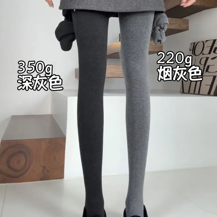 烟灰色显瘦棉打底裤女秋冬2025新款小个子连脚加绒保暖外穿连裤袜