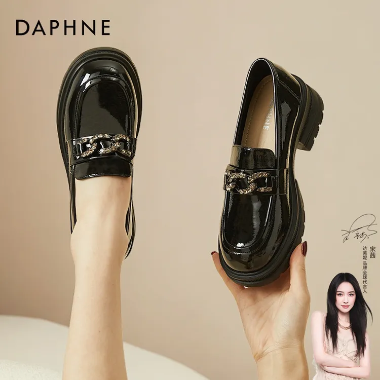 达芙妮厚底乐福鞋子女款爆款2025新款黑色小皮鞋复古英伦风JK鞋女商品图