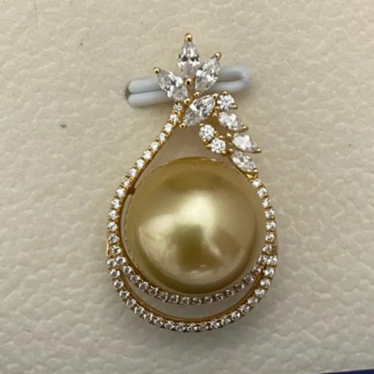 天然海水珍珠南洋金珠银时尚大气百搭吊坠