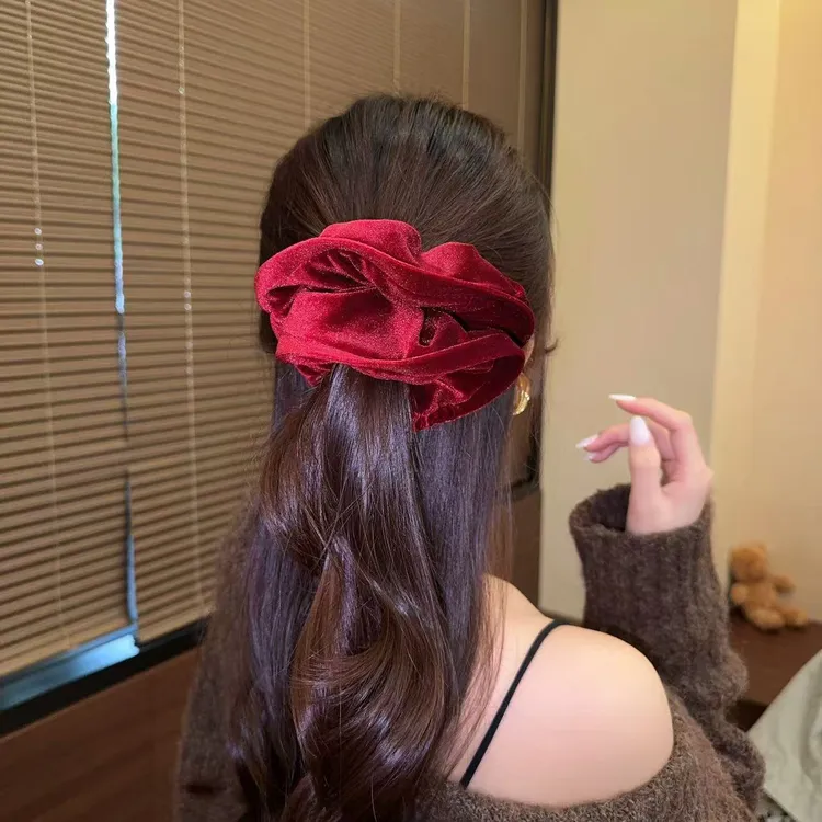 韩系甜美秋冬超仙丝绒大肠发圈百搭低马尾头绳可爱丸子头发绳头饰