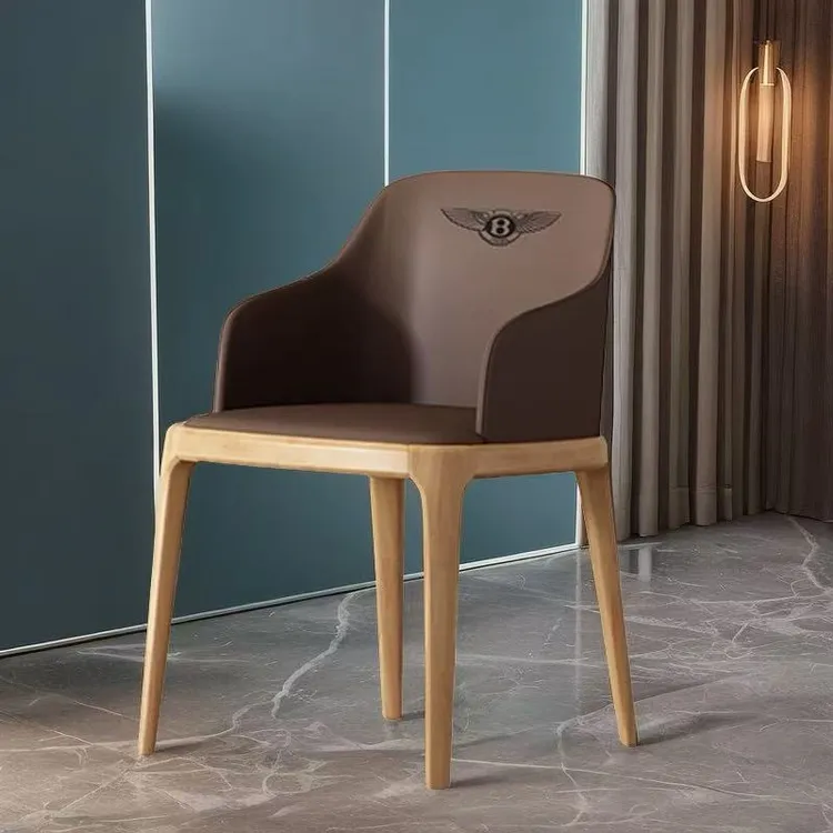北欧实木餐椅家用现代轻奢餐厅靠背客厅简约中古风椅子休闲靠背椅