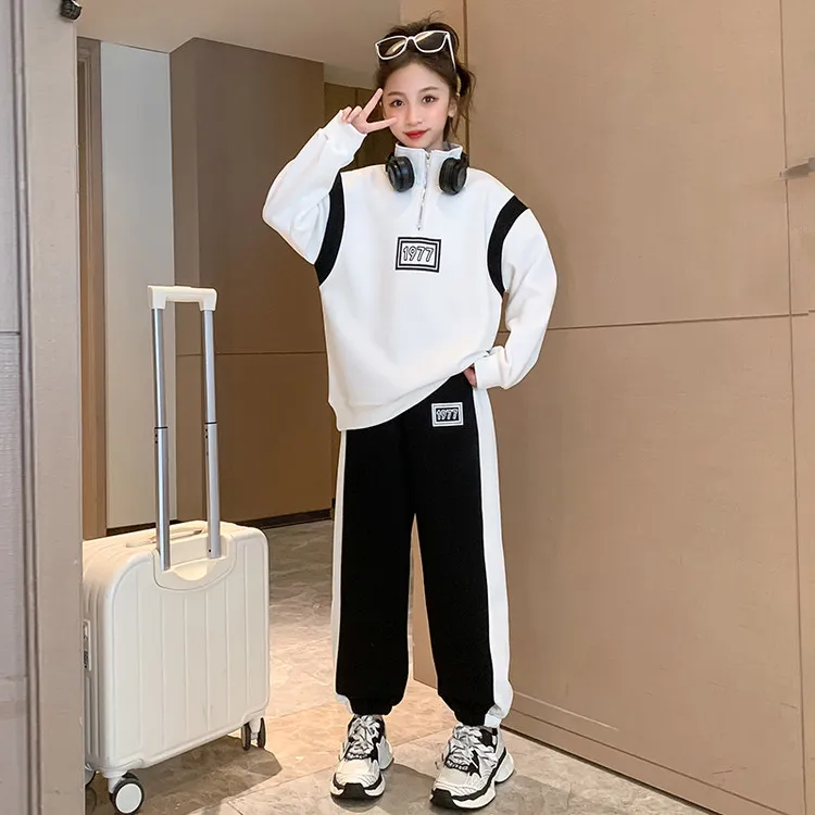 女童春秋季新款时尚卫衣套装中大童休闲个性时髦长袖套装