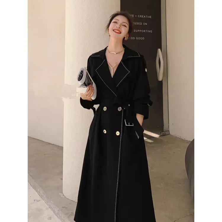 清 清 清」气质大女主，穿万年/经典英伦风长款收腰风衣L71632