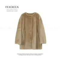 【FELOCCA】圆领冬季时尚极简廓形皮毛一体中长款外套BA-56700