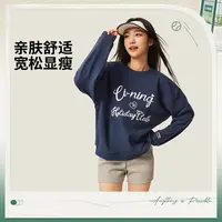 R李宁25新品套头衫女子圆领长袖秋季休闲百搭宽松运动卫衣AWDVC16