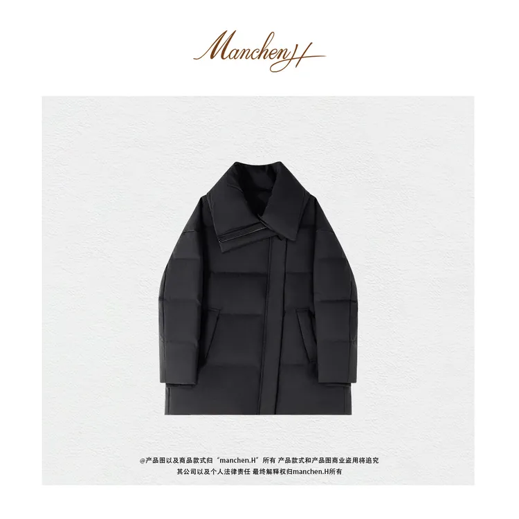 曼辰manchenh"暴风雪"蚕丝斜纹中空纱高级感品质轻盈御寒鹅绒服