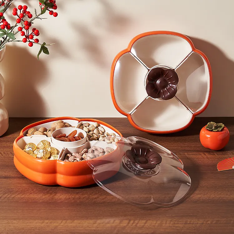 北杉事事如意干果盒家用乔迁之喜分格零食糖果盒水果盘新年干果盘