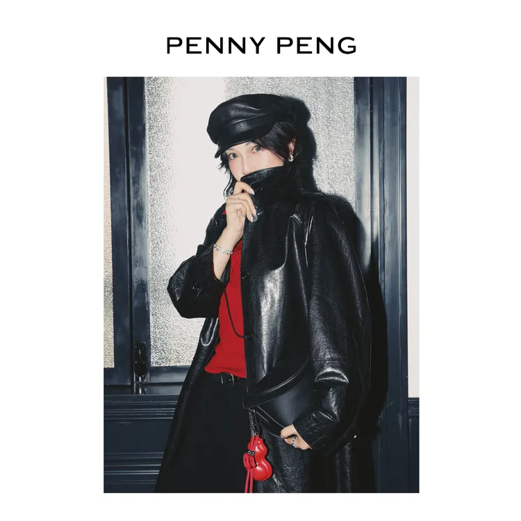 PENNYPENG 纽约时报 高级感翻领100绵羊皮外套酷飒风女装高级感