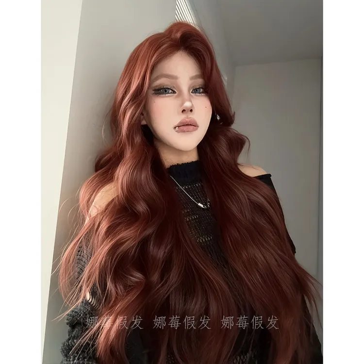 娜莓【免发网假发-秋枫橘】橘红色升级半弹力内外小额蕾丝假发