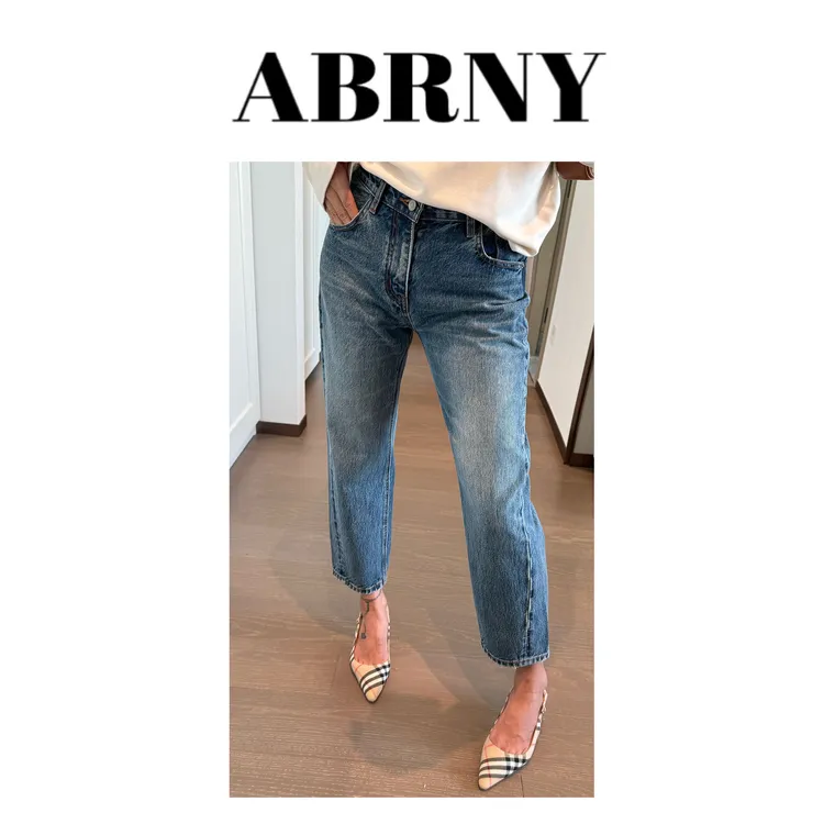 许小黑【中古玩家】中高腰无弹水洗调性九分直筒牛仔裤A9983