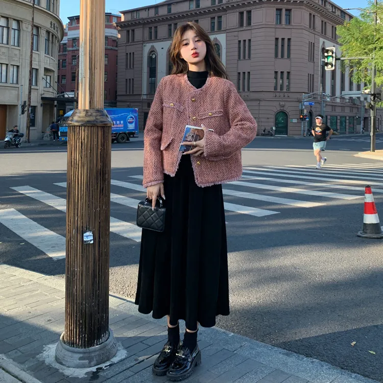 小香风外套连衣裙套装女2025秋季新款高级感气质时尚洋气两件套装