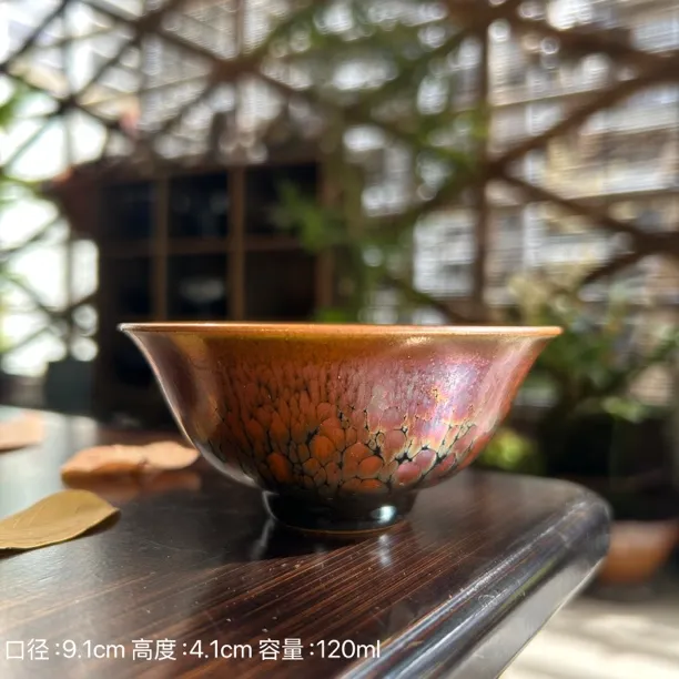 实拍 陈兰华 彩金薄胎全包釉 高端纯手工建窑建盏主人杯