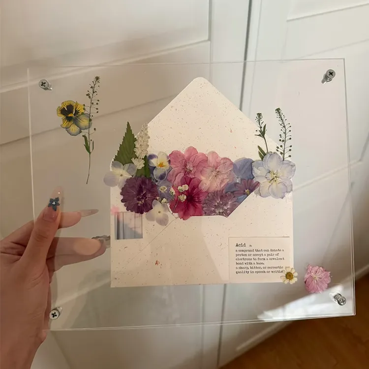 春日来信diy七夕团建活动干花压花材料包信封透明亚克力相框礼物