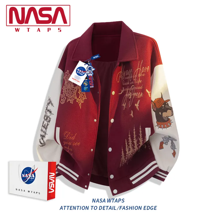 NASA WTAPS美式潮牌刺绣拼接夹克男款秋冬季新款情侣飞行夹克外套