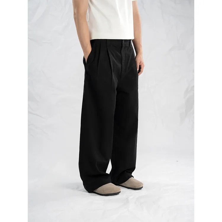 DOKIE【阔腿版型】夏季薄款双经斜洗褪面料宽松休闲裤34008