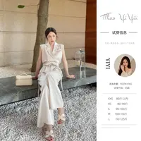 【随性美学】<中秋国庆大狂欢>轻熟百搭西装领无袖上衣高腰阔腿裤