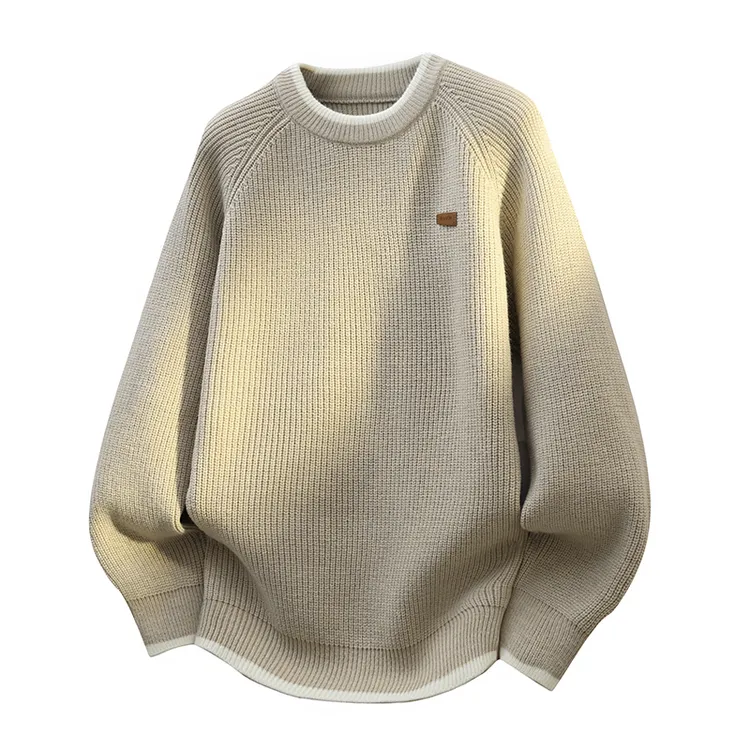 秋冬季圆领毛衣男士新款休闲潮流宽松百搭时尚青年保暖针织打底衫