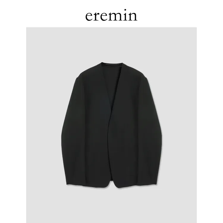 DE Mincollection无领西装/极简精纺羊毛立裁V领西装外套55941