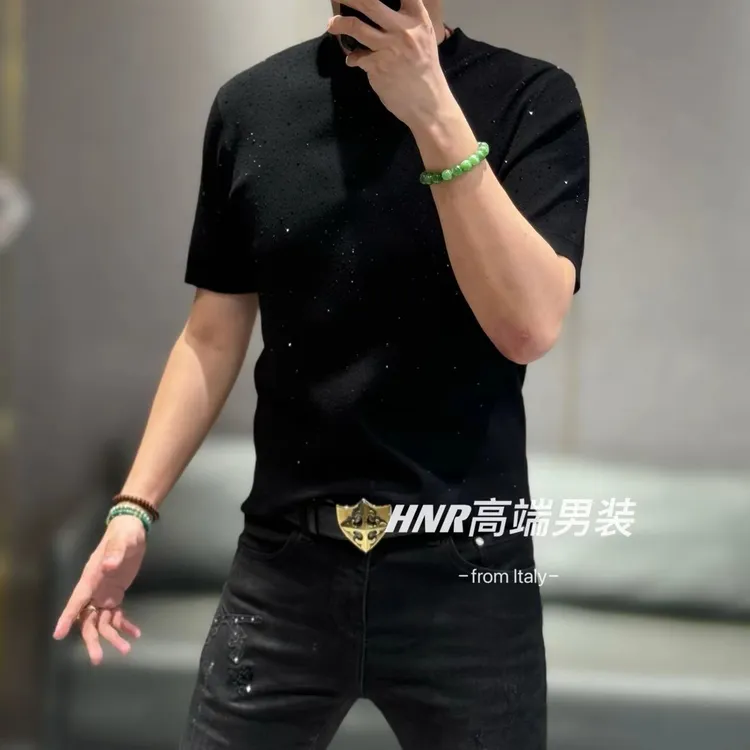 满天星款式纯色新款高端男士时尚休闲百搭潮流短袖针织衫886