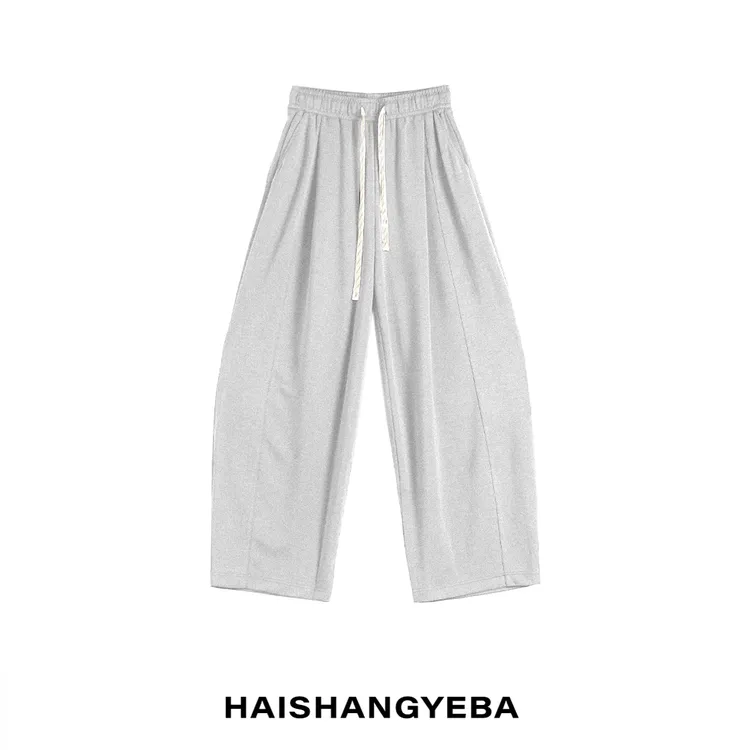 【海上叶爸】新款2025春夏百搭薄款宽松抽绳松紧腰阔腿休闲裤