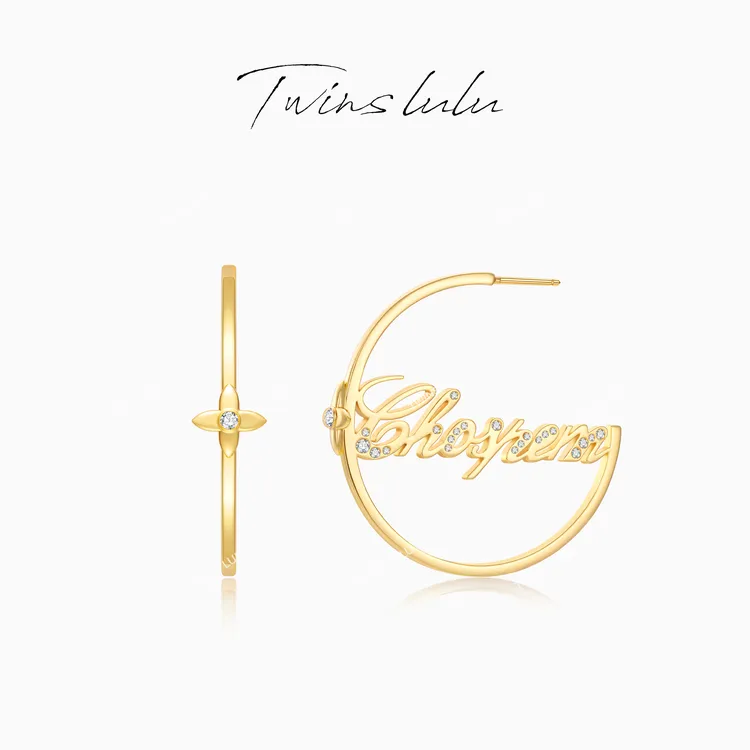 TWINS LULU 镀K金 新年款【原创】高级精致英文字母C型耳环TSL2789
